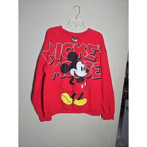 DISNEY Mickey Mouse Womens RED Sweatshirt Crewneck XL long sleeve EUC Soft